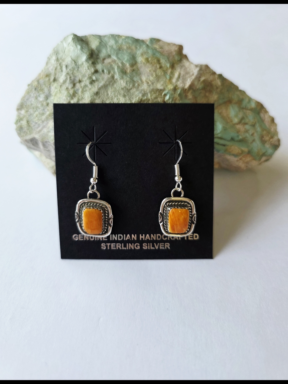 Sterling Silver Orange Stone Drop Earrings